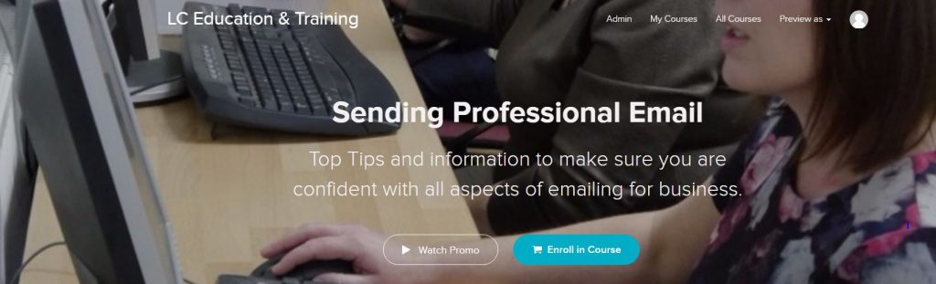 Image of enrolment page for Sending professional email