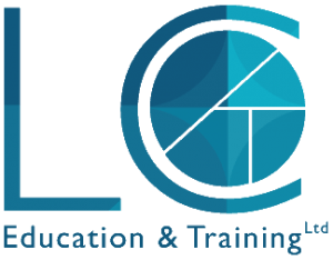 Logo for LC Education & Training with blue L and C